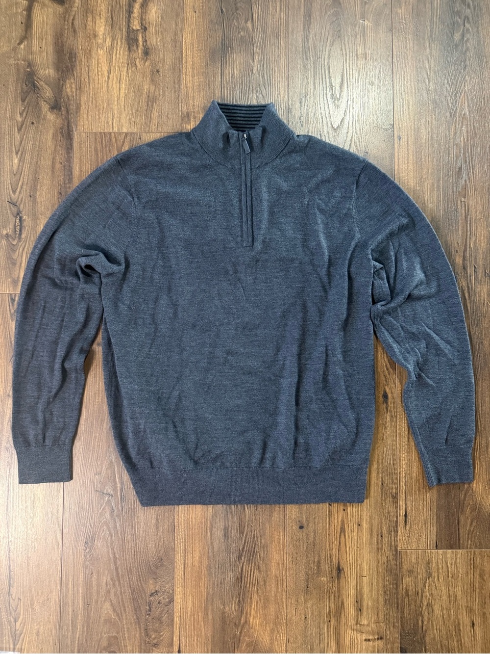 UNTUCKit Sweater Mens Medium Gray Belguardo Merino Wool 1/4 Zip Smart Casual - Picture 2 of 9